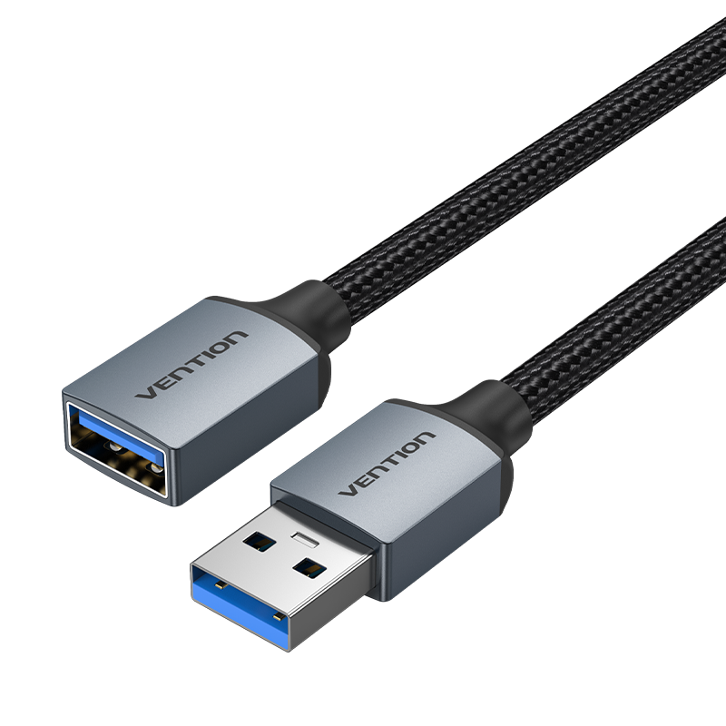 USB-A 3.0/apa -> USB-A 3.0/anya, szürke, fonott, 1m, hosszabbító kábel