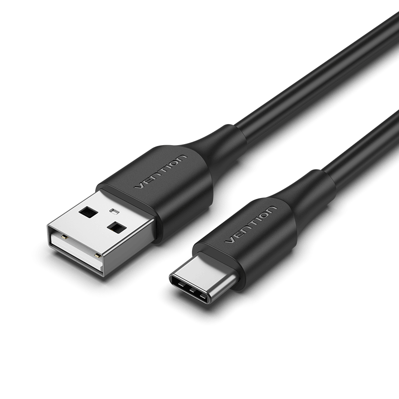 USB-A 2.0/apa -> USB-C 2.0/apa, fekete, PVC, 3A, 60W, 2m, kompakt fejű adat- és töltőkábel