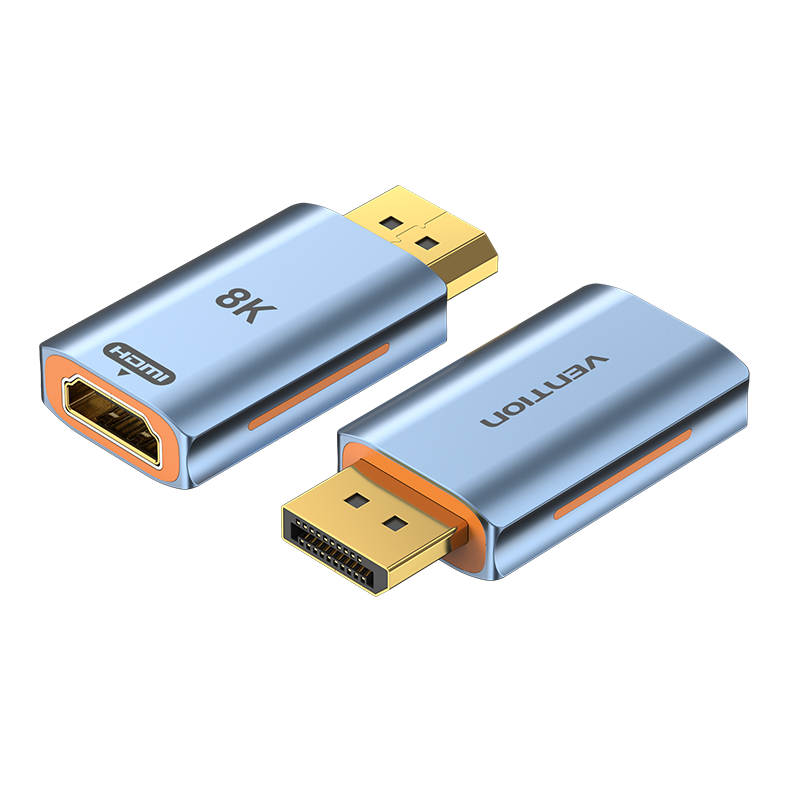 DisplayPort 1.4/apa -> HDMI 2.1/anya, szürke, alumínium ötvözet, 8K@60Hz, DP–HDMI adapter