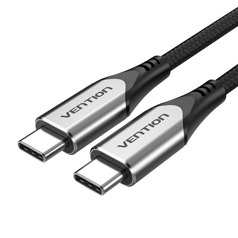 USB-C 3.1/apa -> USB-C 3.1/apa, szürke, fonott, 3A, 60W, 1m, adat- és töltőkábel
