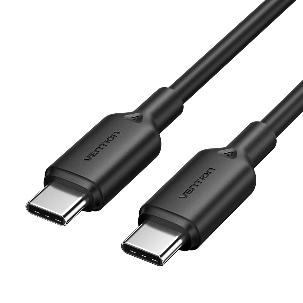USB-C 2.0/apa -> USB-C 2.0/apa, fekete, PVC, 3A, 60W, 2m, adat- és töltőkábel
