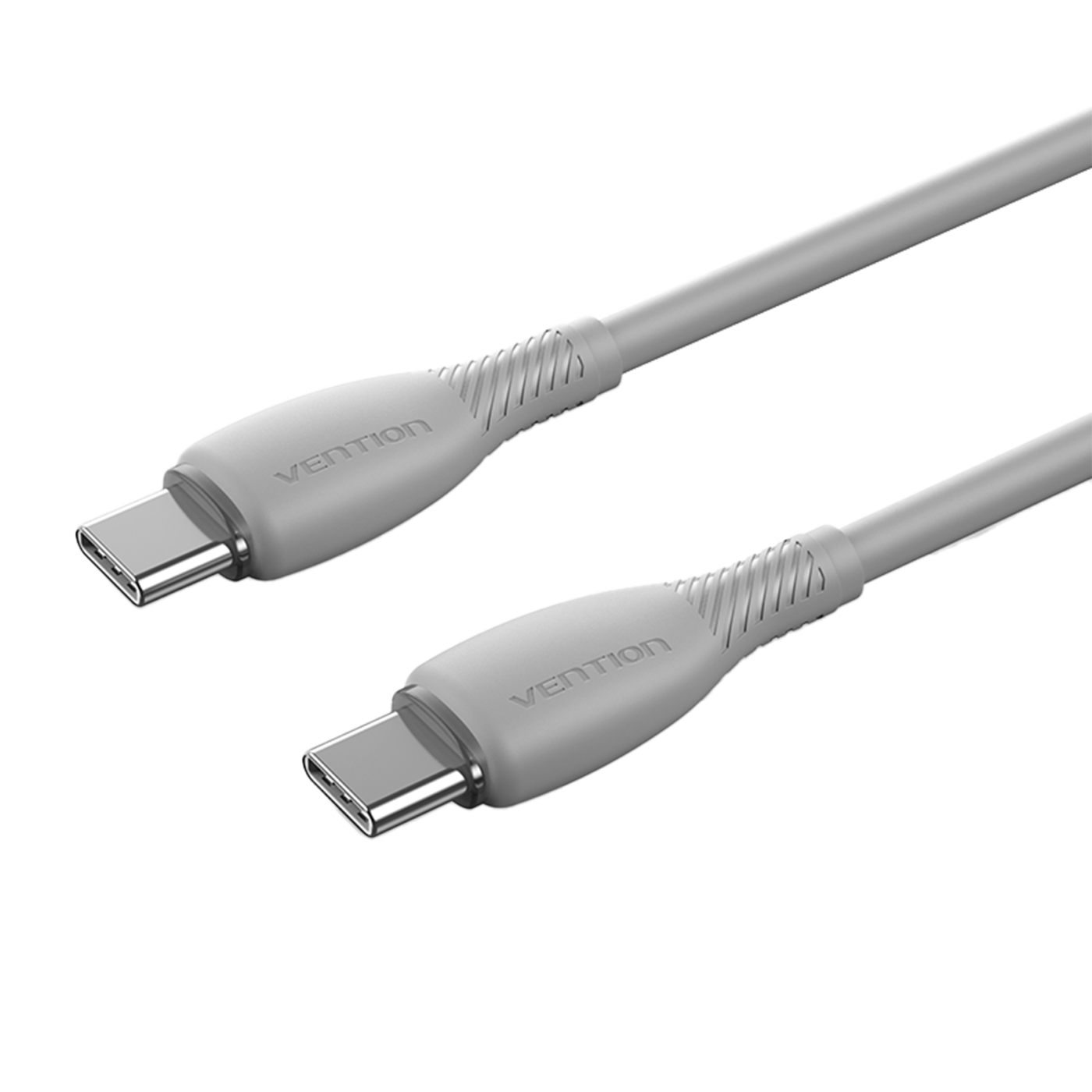 USB-C 2.0/apa -> USB-C 2.0/apa, szürke, PVC, 3A, 60W, 1m, flexibilis, adat- és töltőkábel