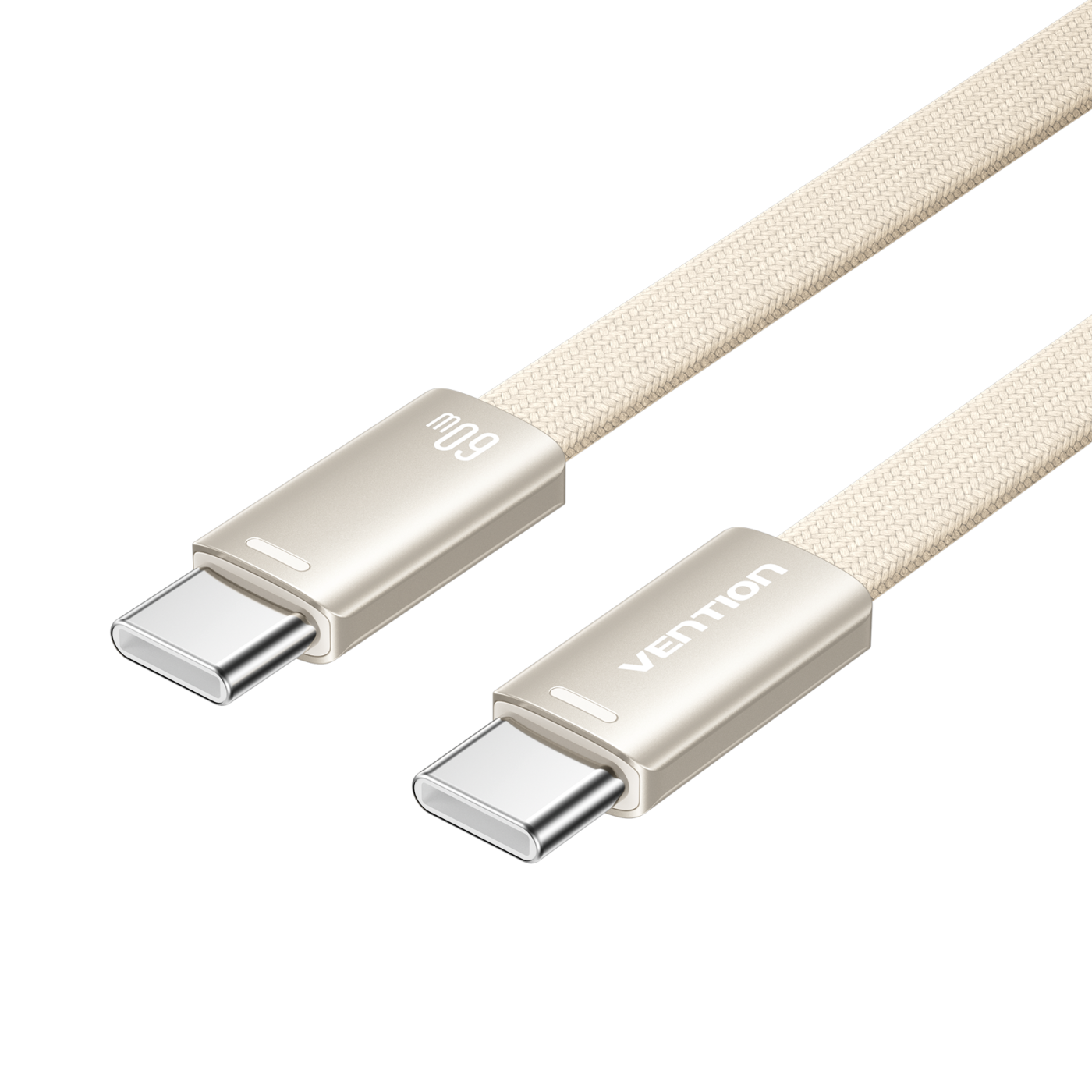 USB-C/apa -> USB-C/apa, arany, fonott, 3A, 60W, 1,5m, lapos kivitelű, adat- és töltőkábel